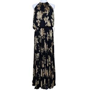 NWT MSK Black Gold Floral Maxi Dress 16 Plus